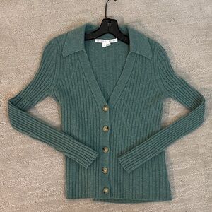 Veronica Beard Teal Ribbed Cardigan